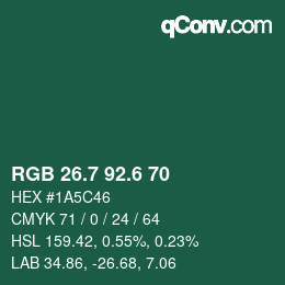 カラーコード: RGB 26.7 92.6 70 | qconv.com