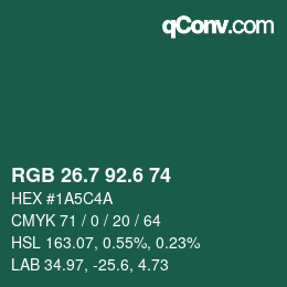 カラーコード: RGB 26.7 92.6 74 | qconv.com
