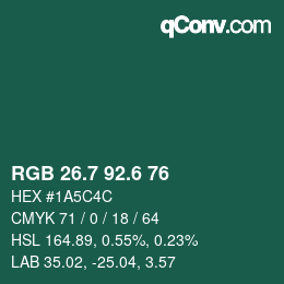 カラーコード: RGB 26.7 92.6 76 | qconv.com