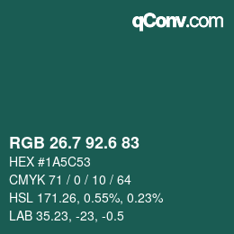 カラーコード: RGB 26.7 92.6 83 | qconv.com