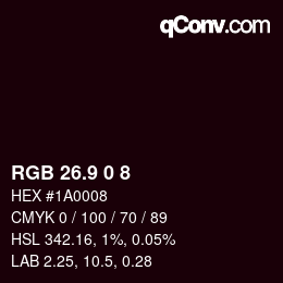 Color code: RGB 26.9 0 8 | qconv.com