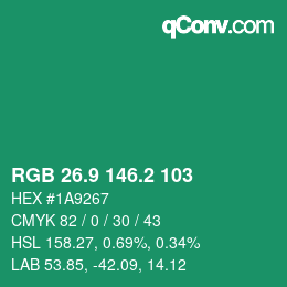 カラーコード: RGB 26.9 146.2 103 | qconv.com