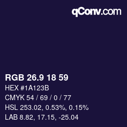 Color code: RGB 26.9 18 59 | qconv.com