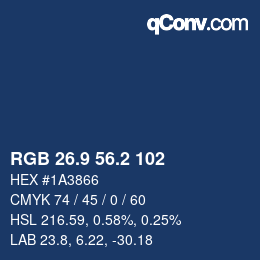 Color code: RGB 26.9 56.2 102 | qconv.com