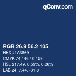 Color code: RGB 26.9 56.2 105 | qconv.com