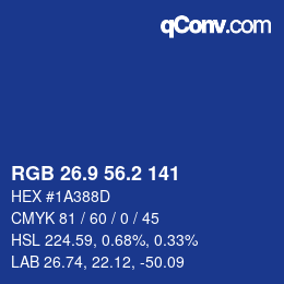 カラーコード: RGB 26.9 56.2 141 | qconv.com