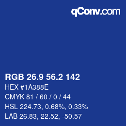 Color code: RGB 26.9 56.2 142 | qconv.com