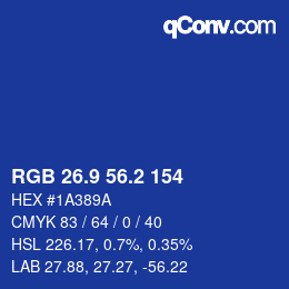 カラーコード: RGB 26.9 56.2 154 | qconv.com