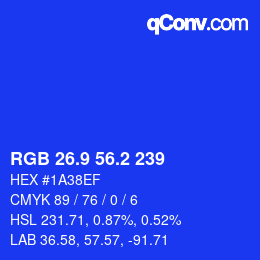 カラーコード: RGB 26.9 56.2 239 | qconv.com