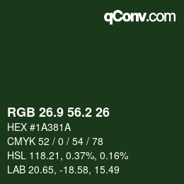 カラーコード: RGB 26.9 56.2 26 | qconv.com