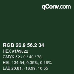 Color code: RGB 26.9 56.2 34 | qconv.com