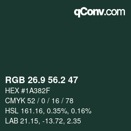 カラーコード: RGB 26.9 56.2 47 | qconv.com