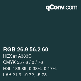 カラーコード: RGB 26.9 56.2 60 | qconv.com