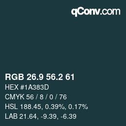 Color code: RGB 26.9 56.2 61 | qconv.com