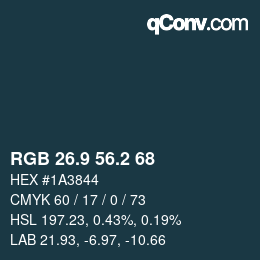 Color code: RGB 26.9 56.2 68 | qconv.com