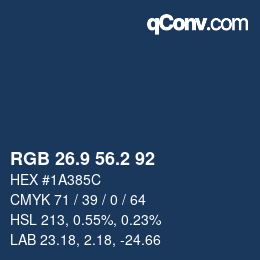 カラーコード: RGB 26.9 56.2 92 | qconv.com