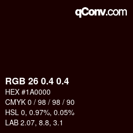 カラーコード: RGB 26 0.4 0.4 | qconv.com