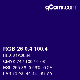 カラーコード: RGB 26 0.4 100.4 | qconv.com
