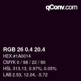 カラーコード: RGB 26 0.4 20.4 | qconv.com