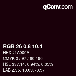 カラーコード: RGB 26 0.8 10.4 | qconv.com