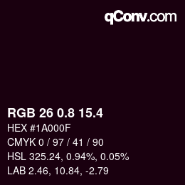 カラーコード: RGB 26 0.8 15.4 | qconv.com