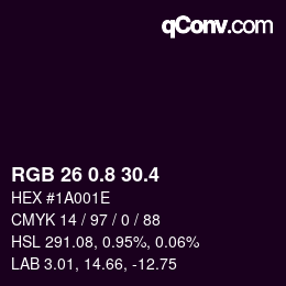カラーコード: RGB 26 0.8 30.4 | qconv.com