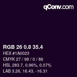 カラーコード: RGB 26 0.8 35.4 | qconv.com