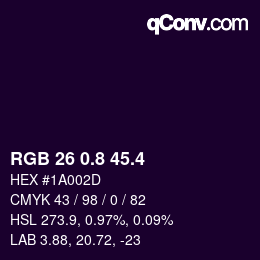カラーコード: RGB 26 0.8 45.4 | qconv.com