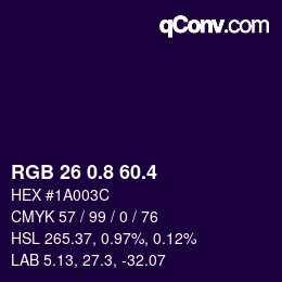 カラーコード: RGB 26 0.8 60.4 | qconv.com