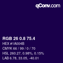 カラーコード: RGB 26 0.8 75.4 | qconv.com