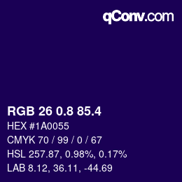カラーコード: RGB 26 0.8 85.4 | qconv.com
