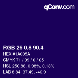カラーコード: RGB 26 0.8 90.4 | qconv.com