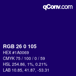 カラーコード: RGB 26 0 105 | qconv.com