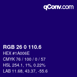 カラーコード: RGB 26 0 110.6 | qconv.com