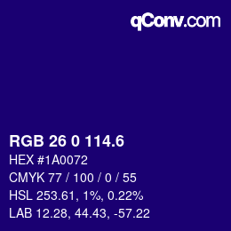 カラーコード: RGB 26 0 114.6 | qconv.com