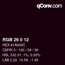 カラーコード: RGB 26 0 12 | qconv.com
