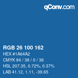 Color code: RGB 26 100 162 | qconv.com