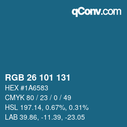 Color code: RGB 26 101 131 | qconv.com
