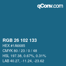 Color code: RGB 26 102 133 | qconv.com
