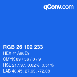 Color code: RGB 26 102 233 | qconv.com