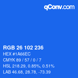 Color code: RGB 26 102 236 | qconv.com