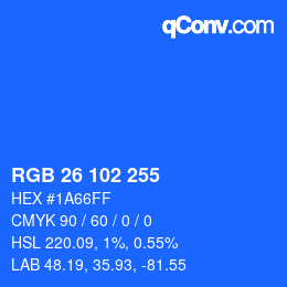 Color code: RGB 26 102 255 | qconv.com