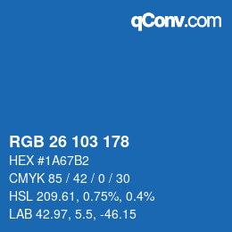 カラーコード: RGB 26 103 178 | qconv.com
