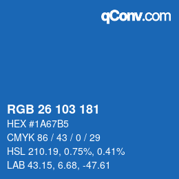 カラーコード: RGB 26 103 181 | qconv.com