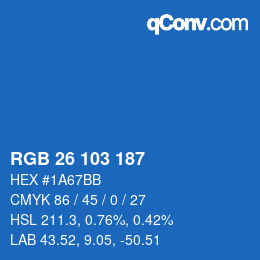 Color code: RGB 26 103 187 | qconv.com
