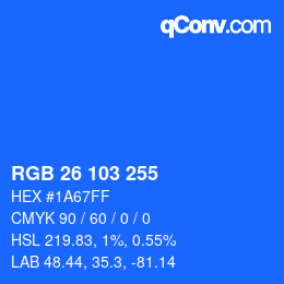 Color code: RGB 26 103 255 | qconv.com