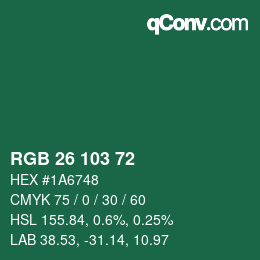 Color code: RGB 26 103 72 | qconv.com