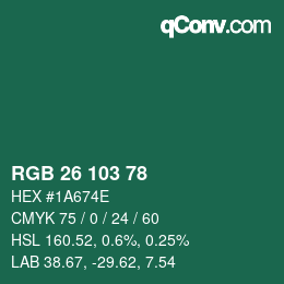 カラーコード: RGB 26 103 78 | qconv.com
