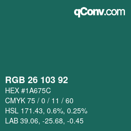 颜色代码: RGB 26 103 92 | qconv.com
