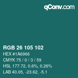Color code: RGB 26 105 102 | qconv.com
